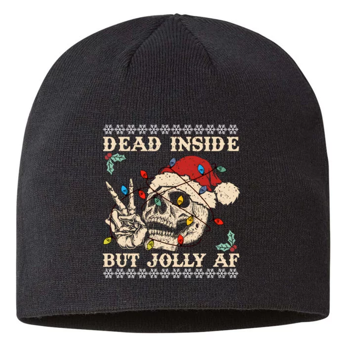 Dead Inside But Jolly Af Skeleton Christmas 8 1/2in Sustainable Knit Beanie