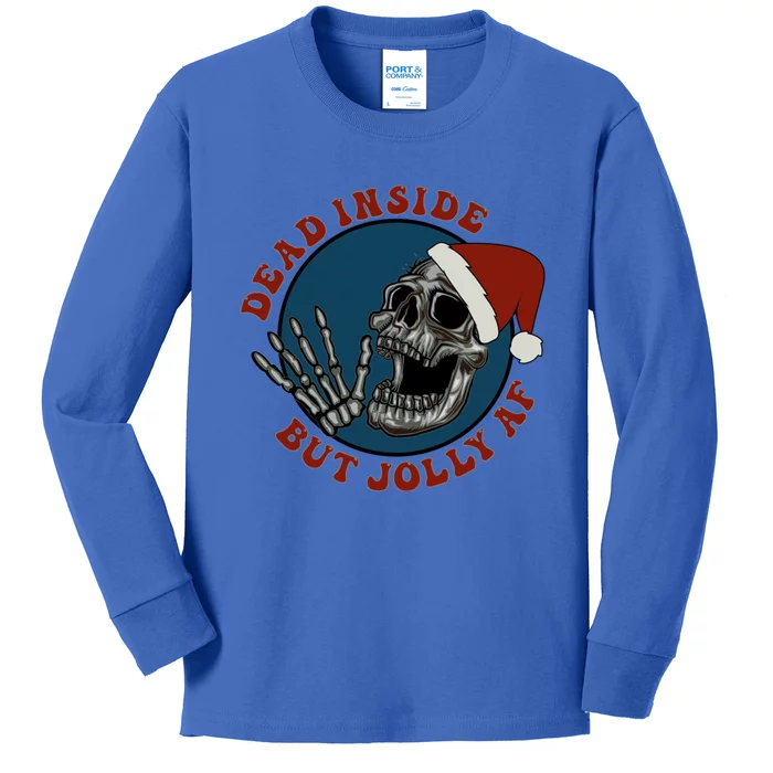 Dead Inside But Jolly Af Skeleton Muertos Gift Kids Long Sleeve Shirt