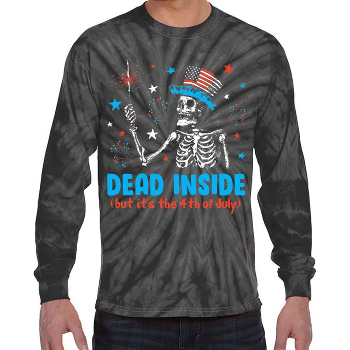 Dead Inside But It The 4th Of July Skeleton I Tie-Dye Long Sleeve Shirt