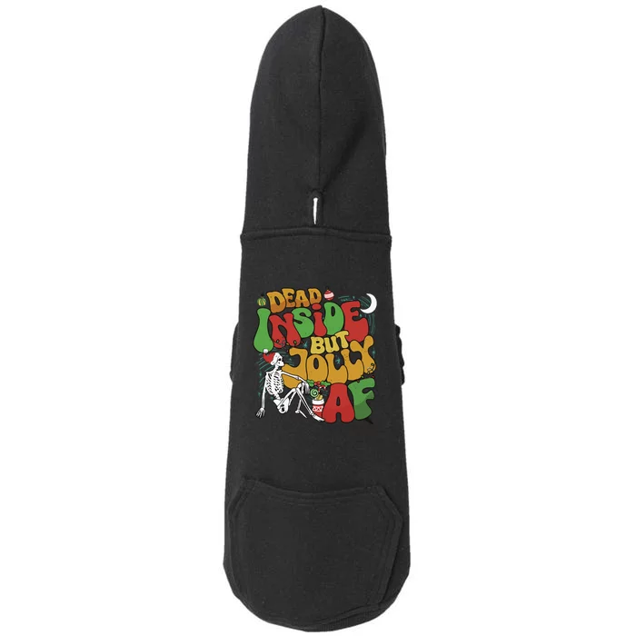 Dead Inside But Jolly Af Christmas Doggie 3-End Fleece Hoodie