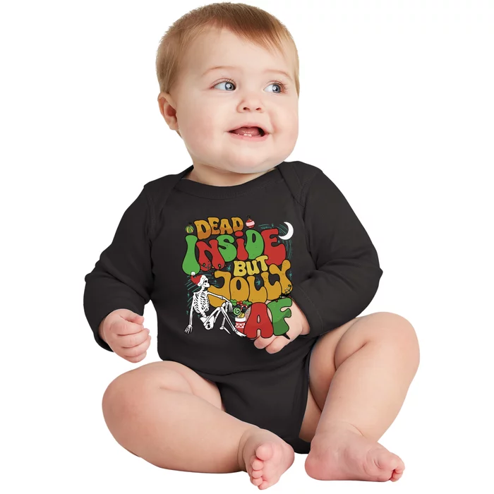 Dead Inside But Jolly Af Christmas Baby Long Sleeve Bodysuit