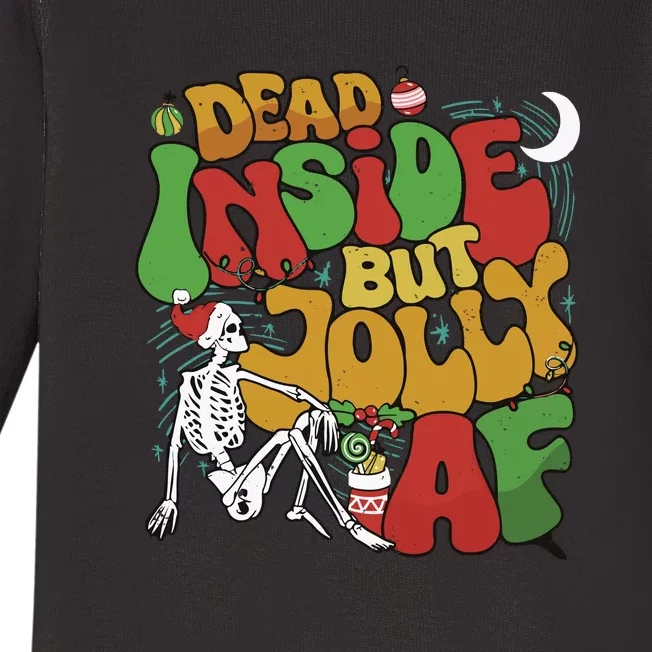 Dead Inside But Jolly Af Christmas Baby Long Sleeve Bodysuit