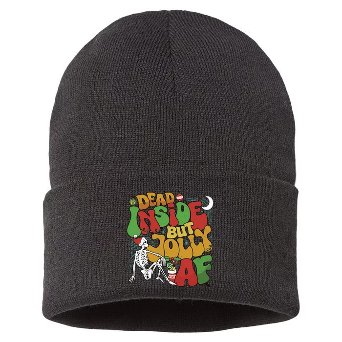 Dead Inside But Jolly Af Christmas Sustainable Knit Beanie