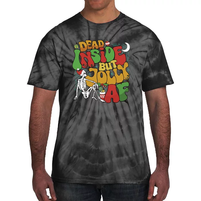 Dead Inside But Jolly Af Christmas Tie-Dye T-Shirt