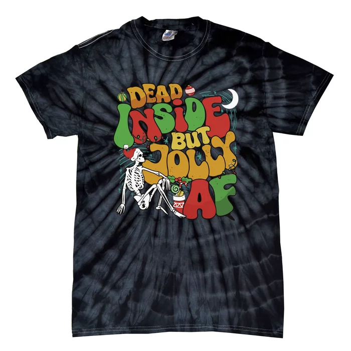 Dead Inside But Jolly Af Christmas Tie-Dye T-Shirt