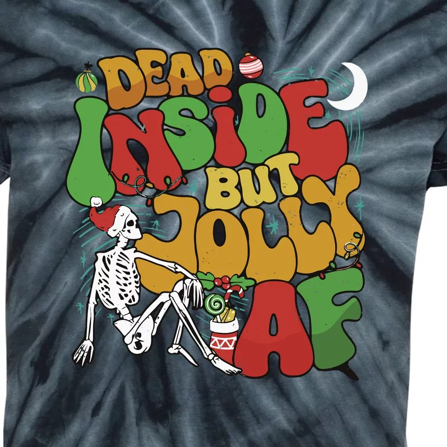 Dead Inside But Jolly Af Christmas Kids Tie-Dye T-Shirt