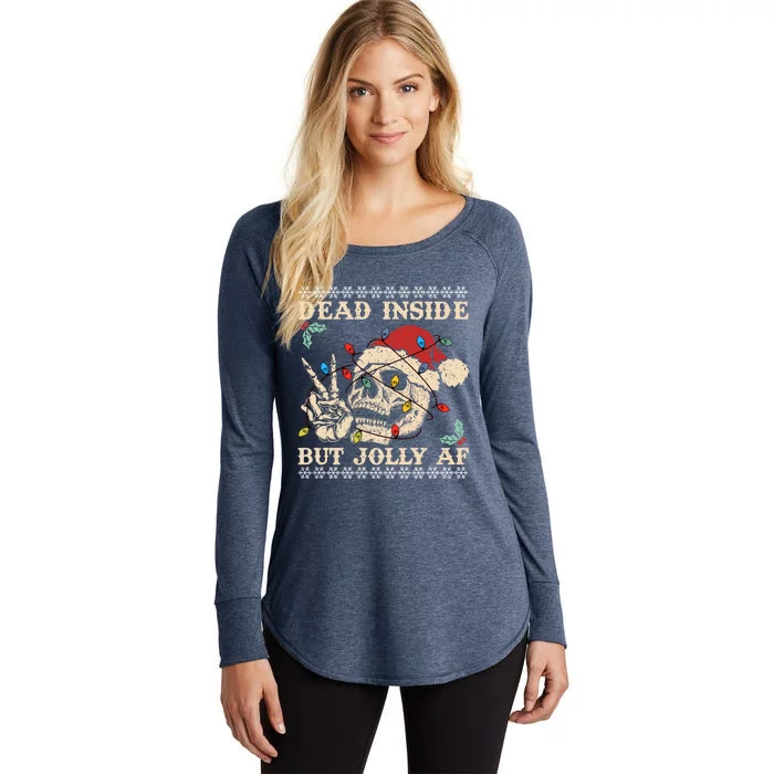 Dead Inside But Jolly Af Skeleton Santa Christmas Gift Women's Perfect Tri Tunic Long Sleeve Shirt