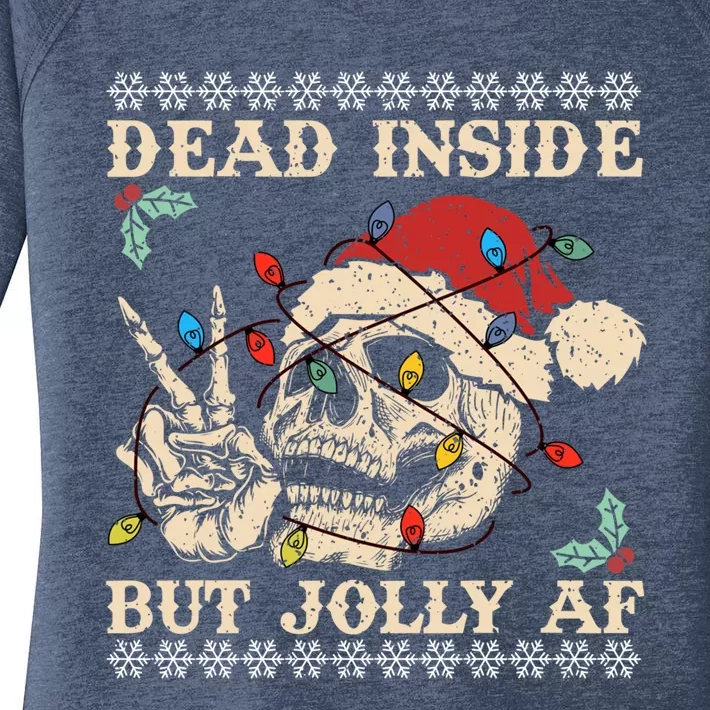 Dead Inside But Jolly Af Skeleton Santa Christmas Gift Women's Perfect Tri Tunic Long Sleeve Shirt