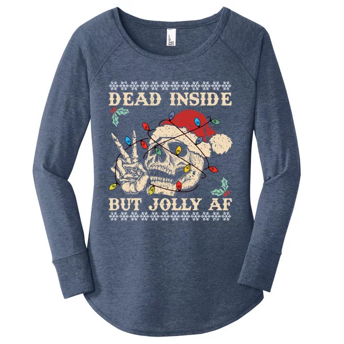 Dead Inside But Jolly Af Skeleton Santa Christmas Gift Women's Perfect Tri Tunic Long Sleeve Shirt