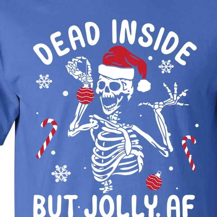 Dead Inside But Jolly Af Skeleton Santa Retro Christmas Xmas Gift Tall T-Shirt