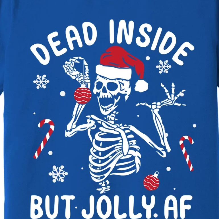 Dead Inside But Jolly Af Skeleton Santa Retro Christmas Xmas Gift Premium T-Shirt