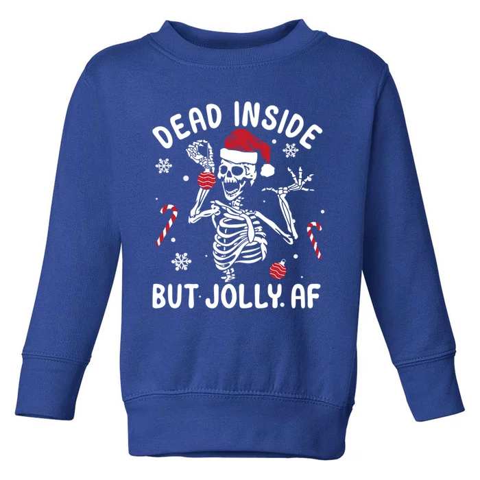 Dead Inside But Jolly Af Skeleton Santa Retro Christmas Xmas Gift Toddler Sweatshirt