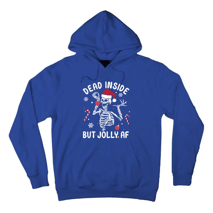 Dead Inside But Jolly Af Skeleton Santa Retro Christmas Xmas Gift Tall Hoodie