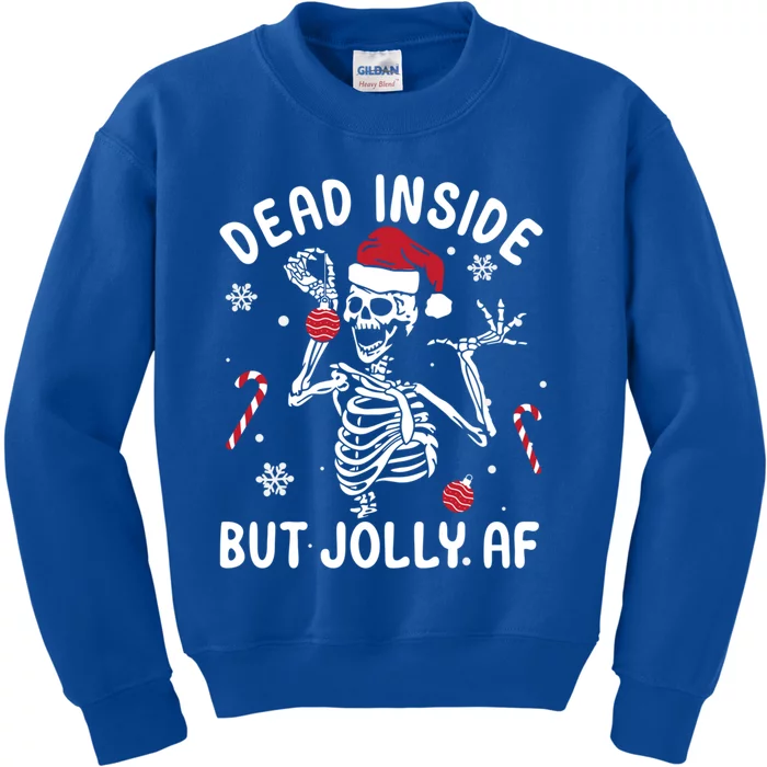 Dead Inside But Jolly Af Skeleton Santa Retro Christmas Xmas Gift Kids Sweatshirt