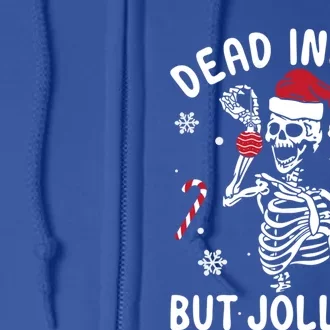 Dead Inside But Jolly Af Skeleton Santa Retro Christmas Xmas Gift Full Zip Hoodie