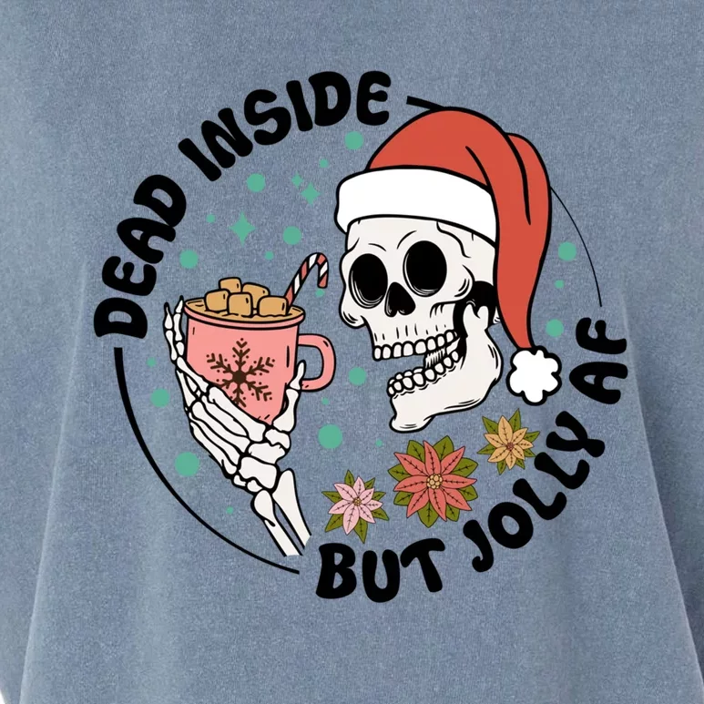 Dead Inside But Jolly Af Funny Skeleton Christmas New Year Meaningful Gift Garment-Dyed Women's Muscle Tee