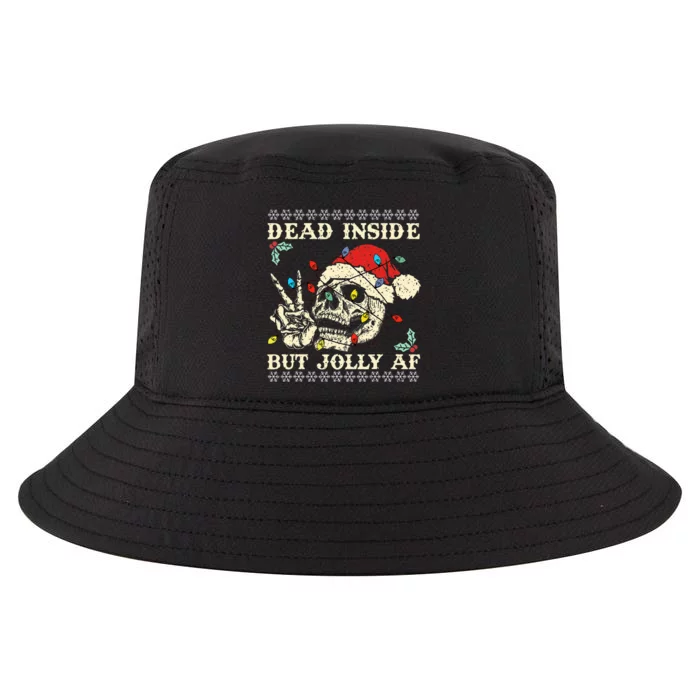 Dead Inside But Jolly AF Skeleton Santa Christmas Cool Comfort Performance Bucket Hat