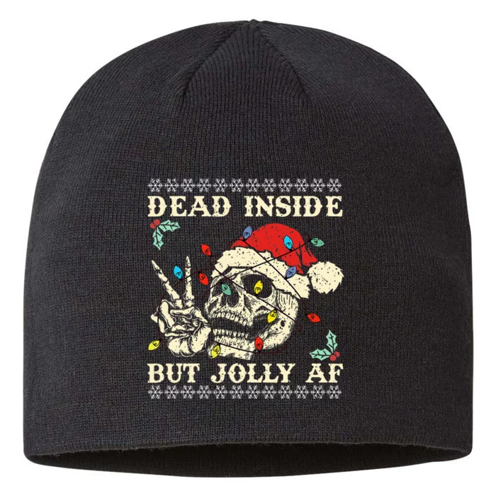 Dead Inside But Jolly AF Skeleton Santa Christmas 8 1/2in Sustainable Knit Beanie