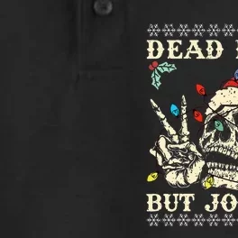 Dead Inside But Jolly AF Skeleton Santa Christmas Dry Zone Grid Performance Polo