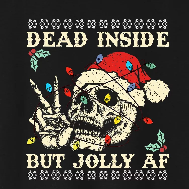 Dead Inside But Jolly AF Skeleton Santa Christmas Women's Crop Top Tee