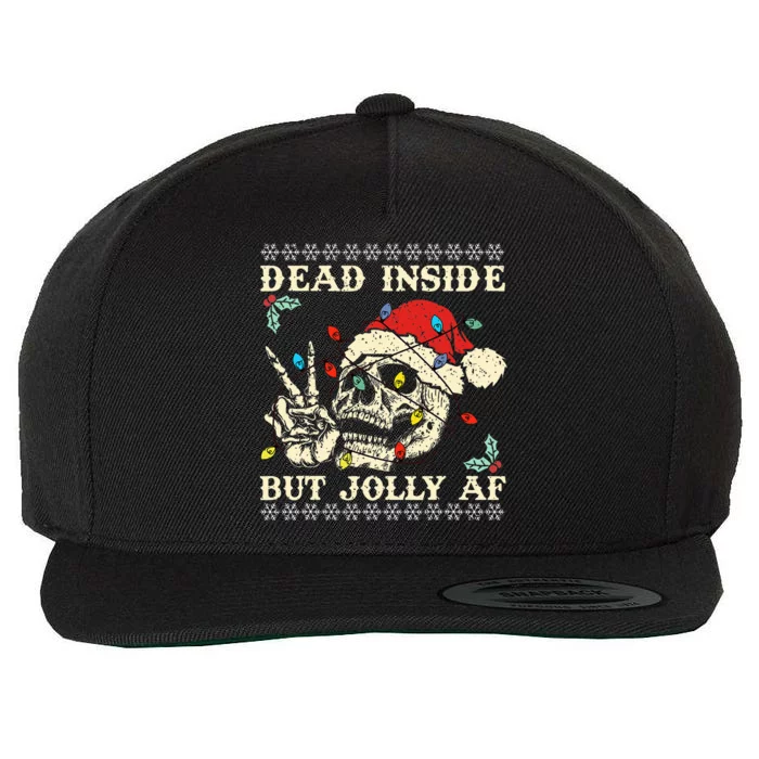 Dead Inside But Jolly AF Skeleton Santa Christmas Wool Snapback Cap