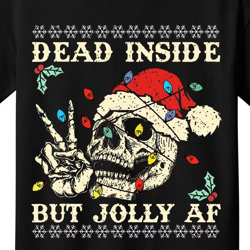 Dead Inside But Jolly AF Skeleton Santa Christmas Kids T-Shirt