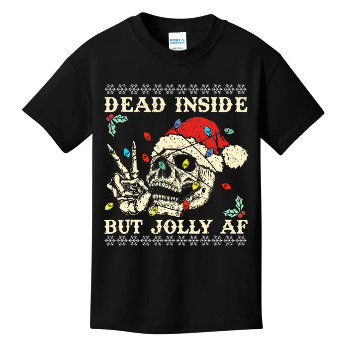 Dead Inside But Jolly AF Skeleton Santa Christmas Kids T-Shirt