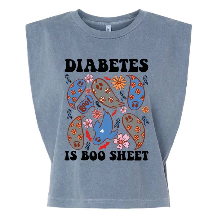 Diabetes Is Boo Sheet Halloween Ghoul Ghost Garment-Dyed Women's Muscle Tee