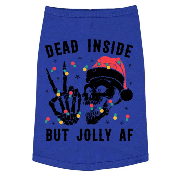 Dead Inside But Jolly Christmas Sarcastic Skeleton Skull Meaningful Gift Doggie Tank