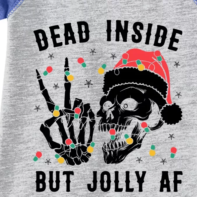 Dead Inside But Jolly Christmas Sarcastic Skeleton Skull Meaningful Gift Infant Baby Jersey Bodysuit