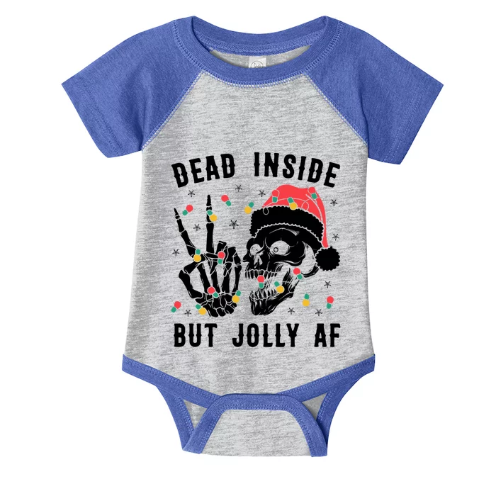 Dead Inside But Jolly Christmas Sarcastic Skeleton Skull Meaningful Gift Infant Baby Jersey Bodysuit