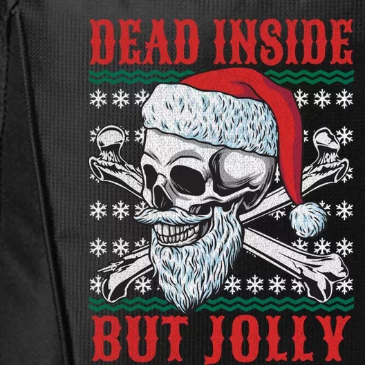 Dead Inside But Jolly Funny Ugly Christmas Sweater Skull Gift City Backpack