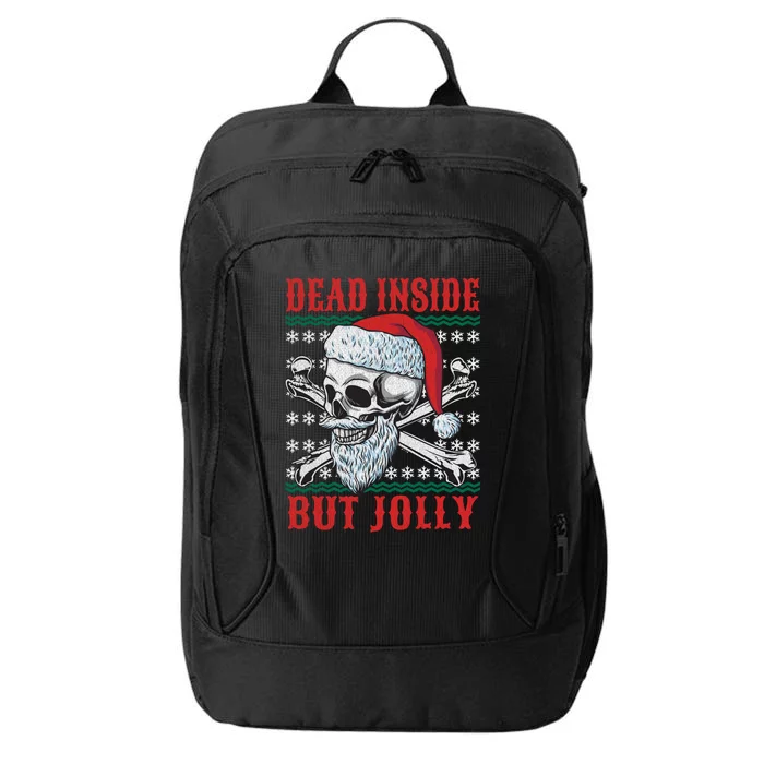 Dead Inside But Jolly Funny Ugly Christmas Sweater Skull Gift City Backpack