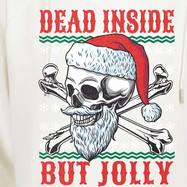 Dead Inside But Jolly Funny Ugly Christmas Sweater Skull Gift Womens Funnel Neck Pullover Hood