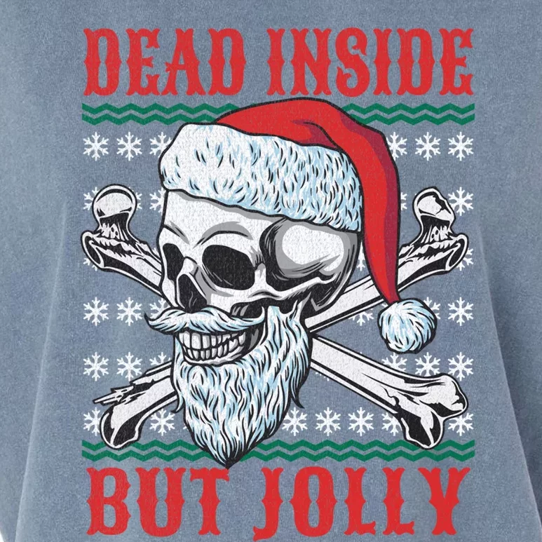 Dead Inside But Jolly Funny Ugly Christmas Sweater Skull Gift Garment-Dyed Women's Muscle Tee