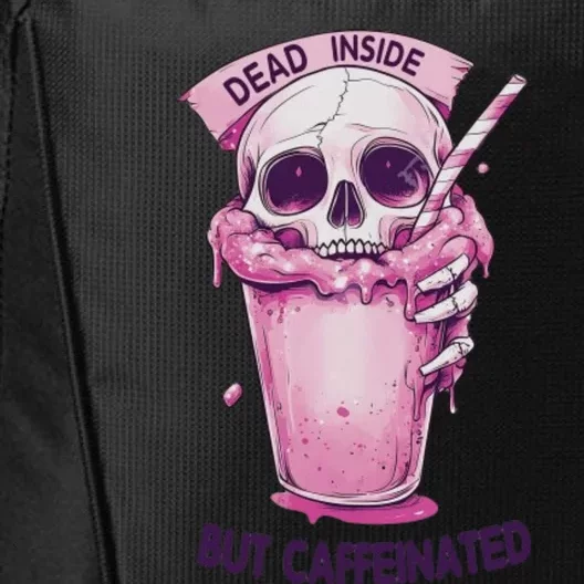 Dead Inside But Caffeinated Spooky Halloween Skull City Backpack