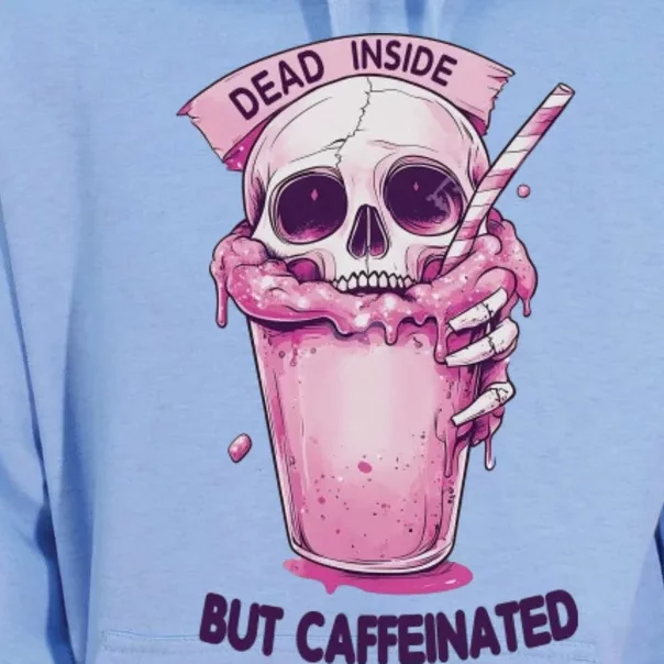 Dead Inside But Caffeinated Spooky Halloween Skull Unisex Surf Hoodie