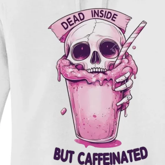 Dead Inside But Caffeinated Spooky Halloween Skull Women's Pullover Hoodie