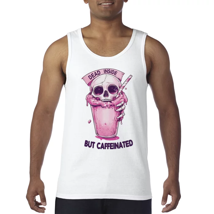 Dead Inside But Caffeinated Spooky Halloween Skull Tank Top