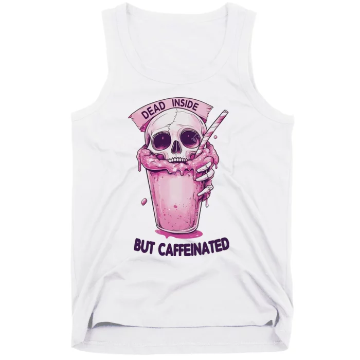 Dead Inside But Caffeinated Spooky Halloween Skull Tank Top