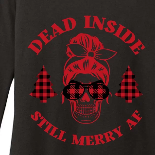 Dead Inside But Merry Af Christmas Skeleton Holiday Skull Gift Womens CVC Long Sleeve Shirt