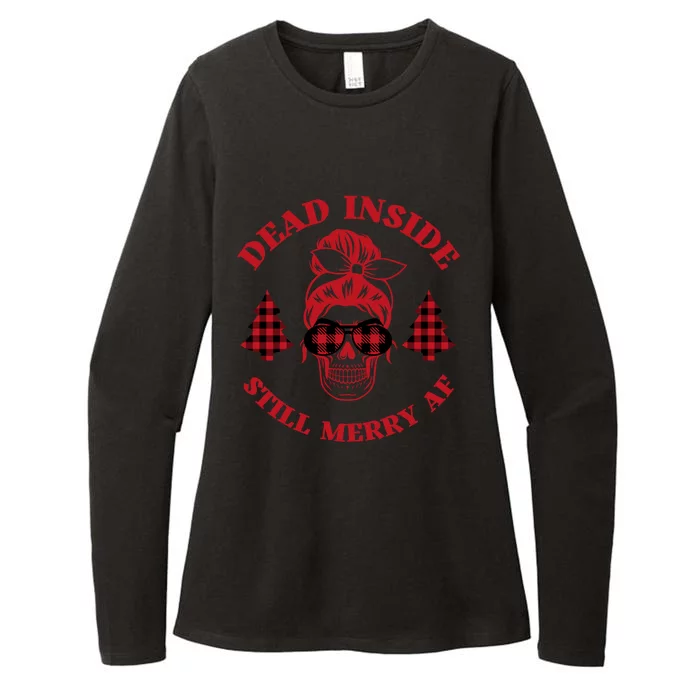 Dead Inside But Merry Af Christmas Skeleton Holiday Skull Gift Womens CVC Long Sleeve Shirt