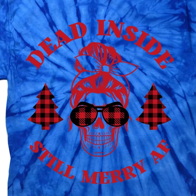 Dead Inside But Merry Af Christmas Skeleton Holiday Skull Gift Tie-Dye T-Shirt