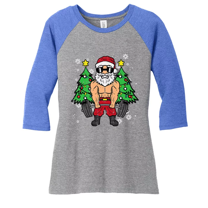 Dead Inside But Jolly AF Skeleton Santa Christmas Pajamas Women's Tri-Blend 3/4-Sleeve Raglan Shirt