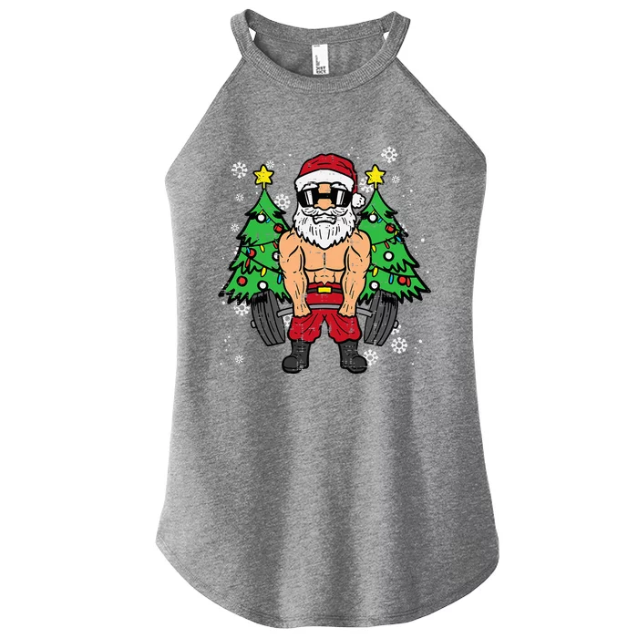 Dead Inside But Jolly AF Skeleton Santa Christmas Pajamas Women’s Perfect Tri Rocker Tank