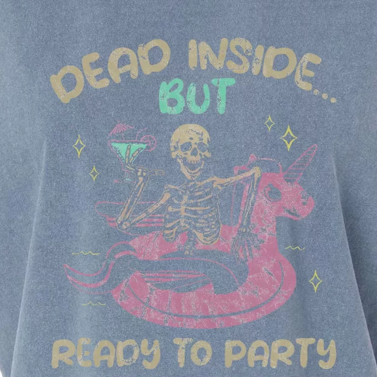 Dead Inside But Ready To Party Skeleton Garment-Dyed Women's Muscle Tee