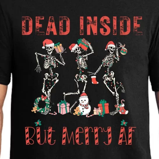 Dead Inside But Merry Af Funny Dancing Skeletons Christmas Gift Pajama Set