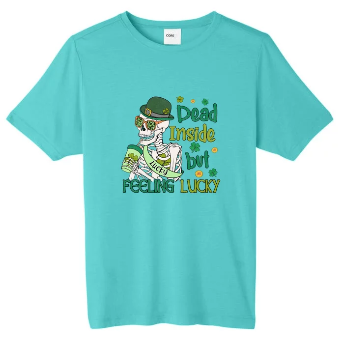 Dead Inside But Feeling Lucky Skeleton St. Patricks Day ChromaSoft Performance T-Shirt