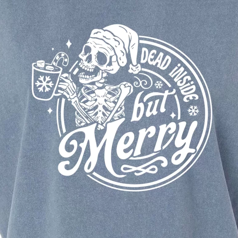 Dead Inside But Merry Christmas Funny Skeleton Santa Coffee Cool Gift Garment-Dyed Women's Muscle Tee