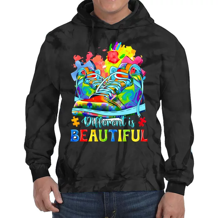 Different Is Beautiful Autism Awareness Funny Shoes Tie Dye Hoodie